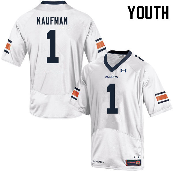 Youth #1 Donovan Kaufman Auburn Tigers College Football Jerseys Sale-White - Click Image to Close